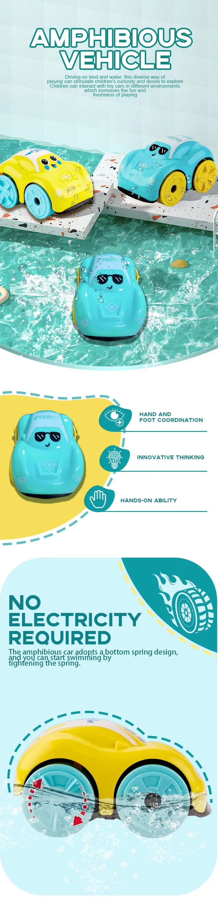 Baby Bath Toys Amphibious Cars Bathroom Floating Clockwork Toy Car Children Bathing Cartoon Swimming Water Playing Toy for Kids