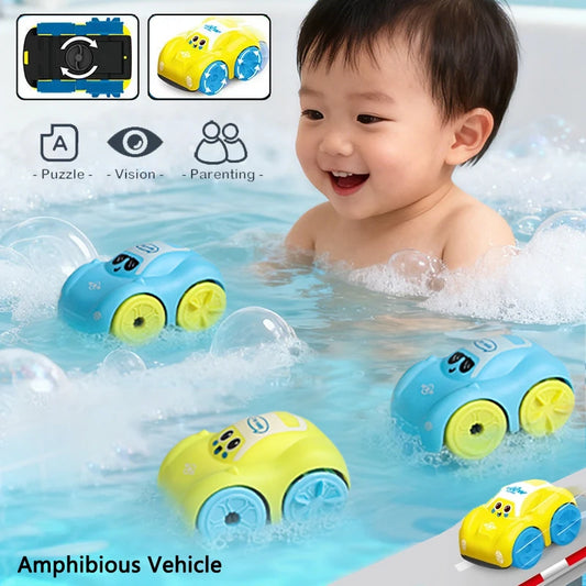 Baby Bath Toys Amphibious Cars Bathroom Floating Clockwork Toy Car Children Bathing Cartoon Swimming Water Playing Toy for Kids