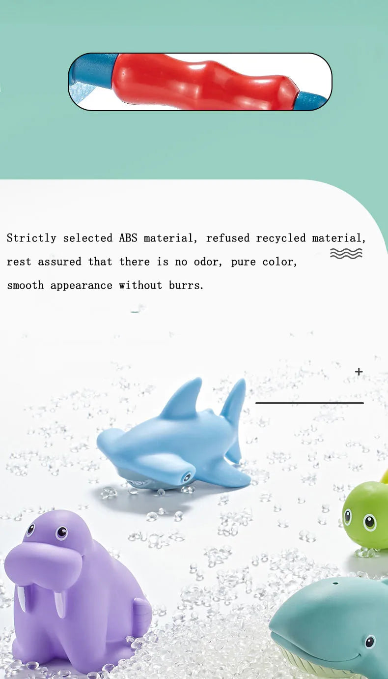 Baby Bath Toys Bathtub Colorful Toys Waterproof Bath Toys for Toddler Infant Boys Girls 0~3years Gift