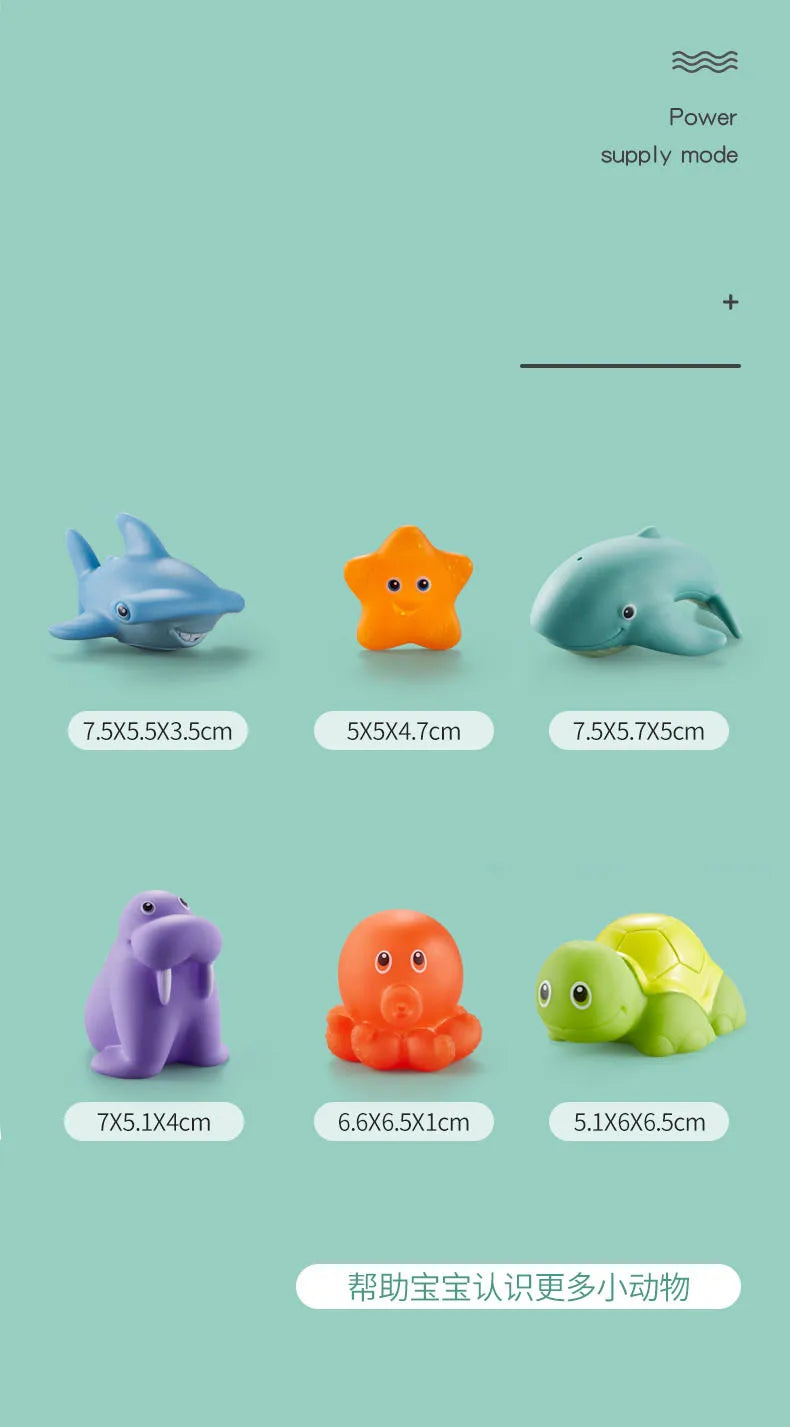 Baby Bath Toys Bathtub Colorful Toys Waterproof Bath Toys for Toddler Infant Boys Girls 0~3years Gift