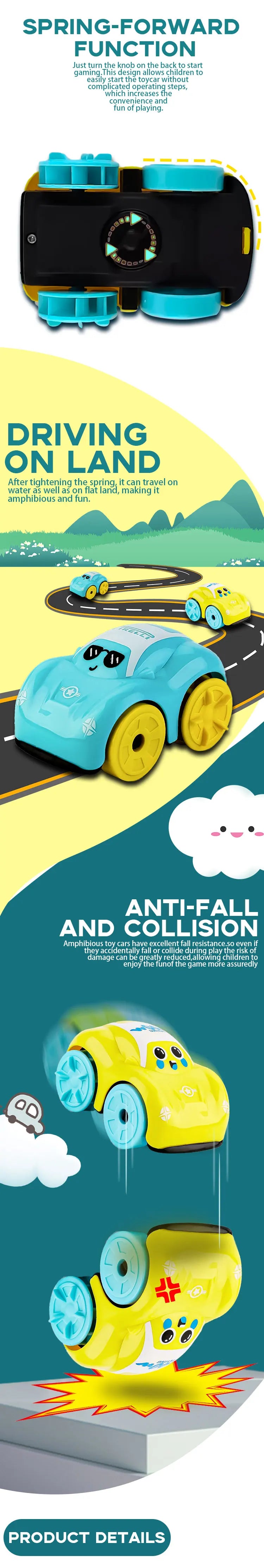 Baby Bath Toys Amphibious Cars Bathroom Floating Clockwork Toy Car Children Bathing Cartoon Swimming Water Playing Toy for Kids